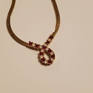 Vintage Rhinestone Gold Herringbone Necklace
